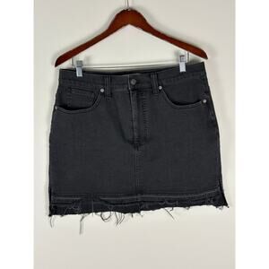 Madewell Black Denim Skirt Size 31 Frayed Hem Streetwear Jean Skirt
